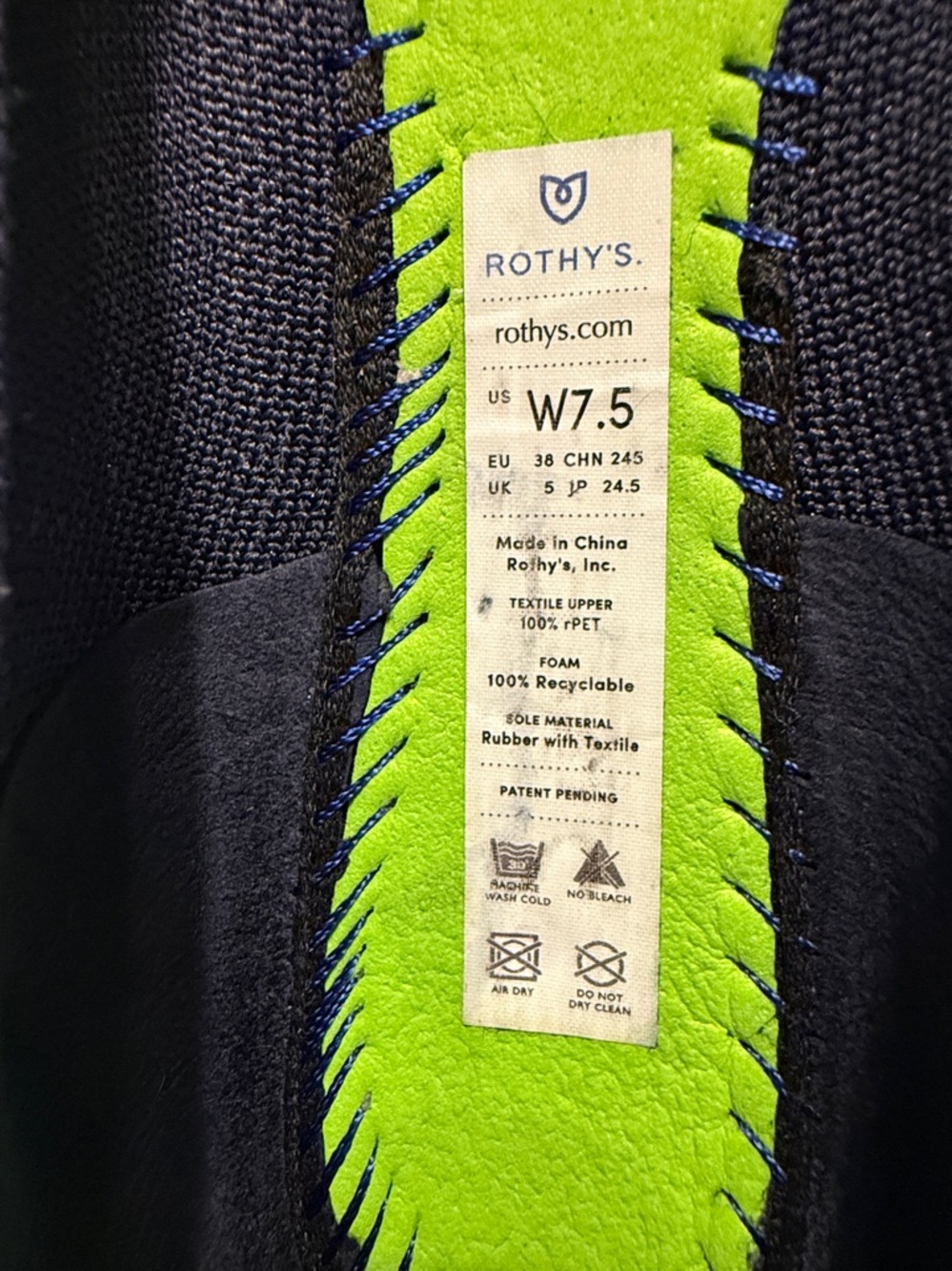 Rothy's Round Toe Birdseye Flats Size 7.5 Navy Blue - Picture 8 of 8